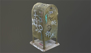 邮箱涂鸦生活用品邮箱,涂鸦,旧gltf,glb模型下载，3d模型下载