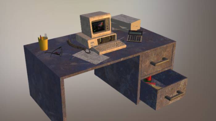 办公桌家具家具,办公桌gltf,glb模型下载，3d模型下载