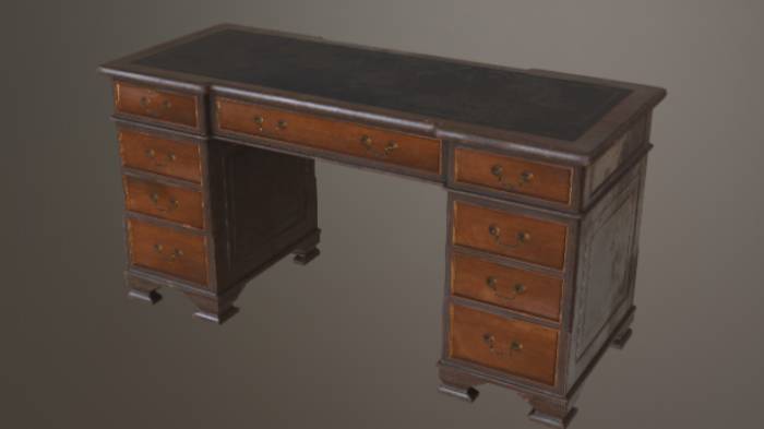 古董办公桌家具家具,桌子gltf,glb模型下载，3d模型下载