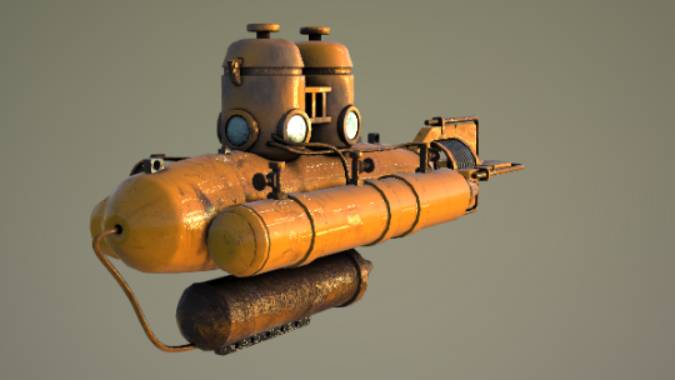 潜艇gltf,glb模型下载，3d模型下载