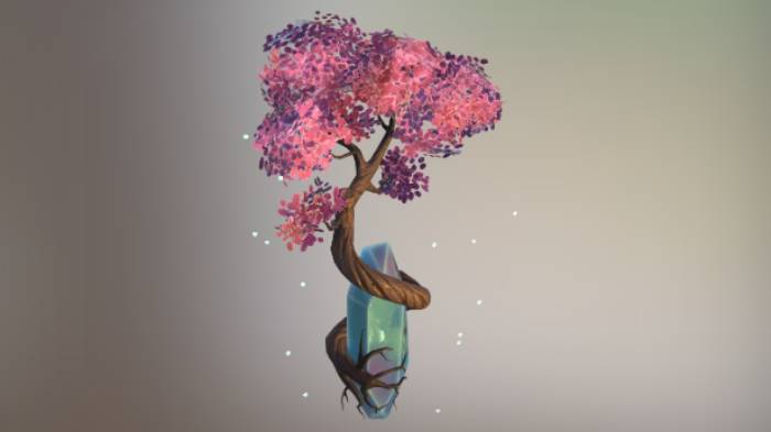 梦幻樱花石头植物卡通,樱花,植物,盆景gltf,glb模型下载，3d模型下载