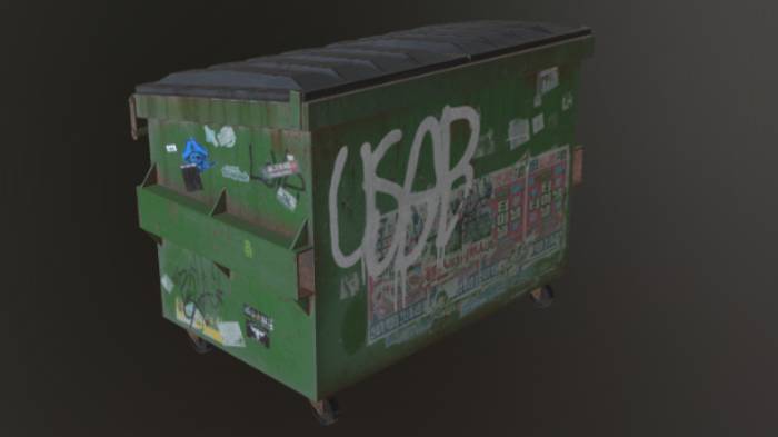 垃圾箱生活用品垃圾箱,涂鸦gltf,glb模型下载，3d模型下载