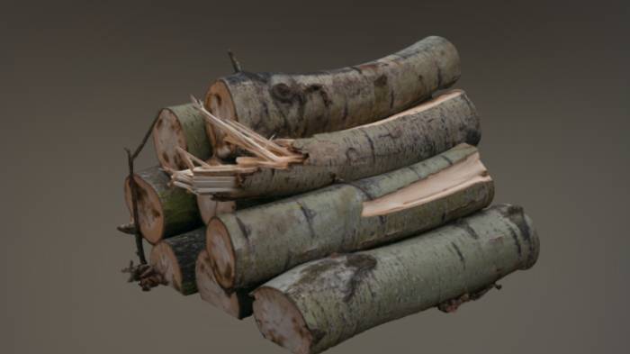 原木堆石头植物原木堆,树木,木材gltf,glb模型下载，3d模型下载