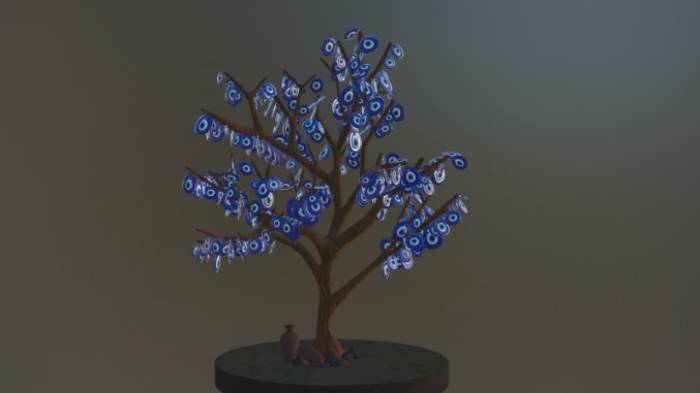 梦幻之树石头植物卡通,梦幻,树,发光gltf,glb模型下载，3d模型下载