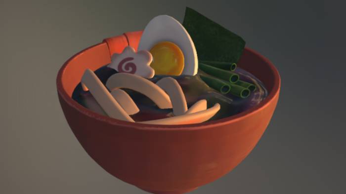 拉面食品饮料卡通,拉面,鸡蛋gltf,glb模型下载，3d模型下载