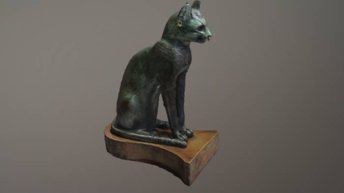 小猫铜摆件文物雕塑动物,摆件,铜,猫gltf,glb模型下载，3d模型下载