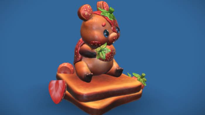 小草莓酱食品饮料食物,小草莓酱gltf,glb模型下载，3d模型下载
