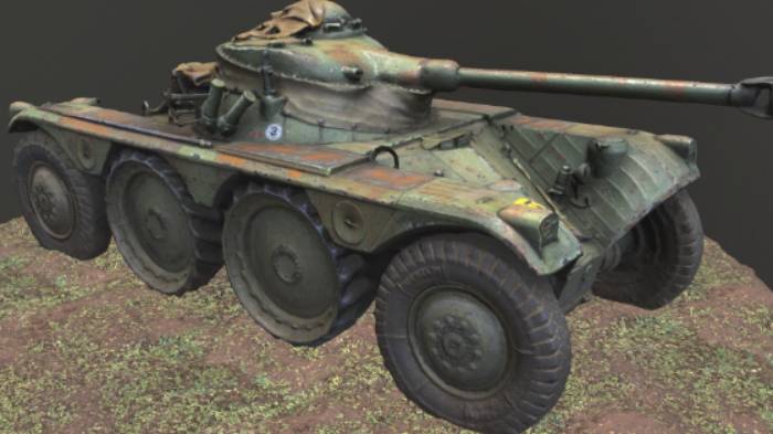 法国轮式侦察车车辆武器,坦克gltf,glb模型下载，3d模型下载