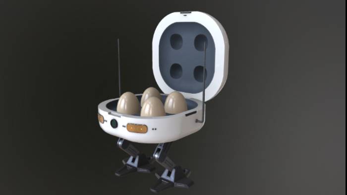 蒸蛋机器人电子电器机器人,鸡蛋,电子设备gltf,glb模型下载，3d模型下载