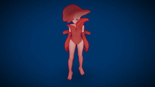蘑菇小女孩gltf,glb模型下载，3d模型下载