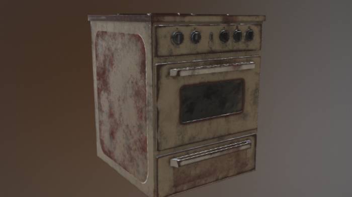 小老生锈的烤箱电子电器电器,生活用品,烤箱gltf,glb模型下载，3d模型下载