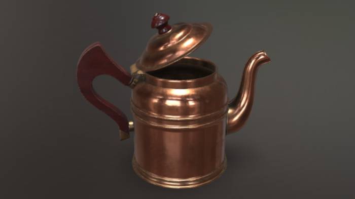 抛光茶壶生活用品抛光茶壶,茶具gltf,glb模型下载，3d模型下载