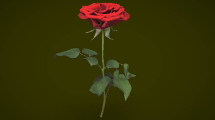 红玫瑰gltf,glb模型下载，3d模型下载