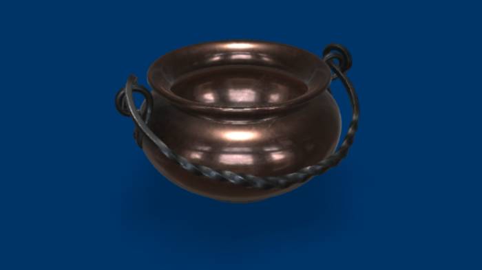 铜锅生活用品铜锅,厨房gltf,glb模型下载，3d模型下载
