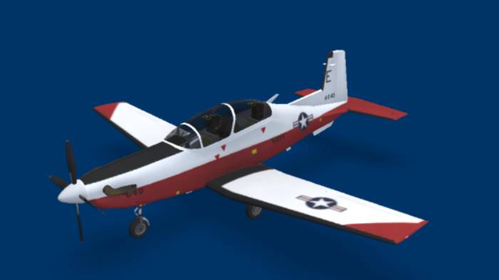 比奇 T6 德克萨斯飞机航天飞机,航空gltf,glb模型下载，3d模型下载
