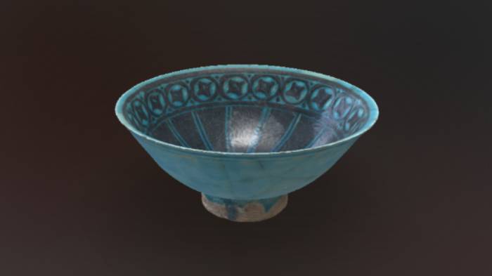 蓝釉陶碗文物雕塑蓝釉陶碗,文物gltf,glb模型下载，3d模型下载