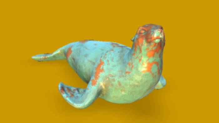 耳海豹小雕像文物雕塑耳海豹小雕像,动物gltf,glb模型下载，3d模型下载