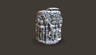 雕花柱基文物雕塑雕花柱基,石柱,印度gltf,glb模型下载，3d模型下载
