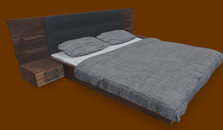 现代床家具家具,现代床gltf,glb模型下载，3d模型下载