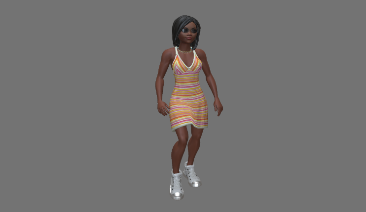 黑人女孩动画人物人物,动画gltf,glb模型下载，3d模型下载
