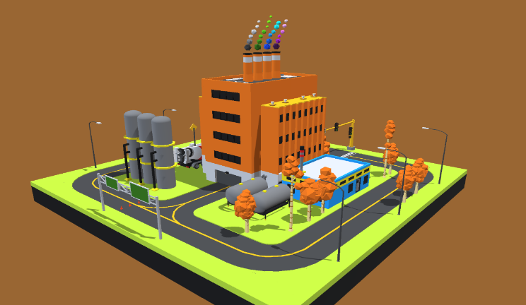 卡通工业城镇游戏|场景工厂gltf,glb模型下载，3d模型下载