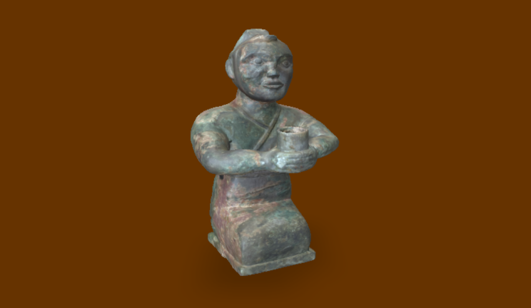 青铜跪像文物雕塑青铜,文物,人物gltf,glb模型下载，3d模型下载
