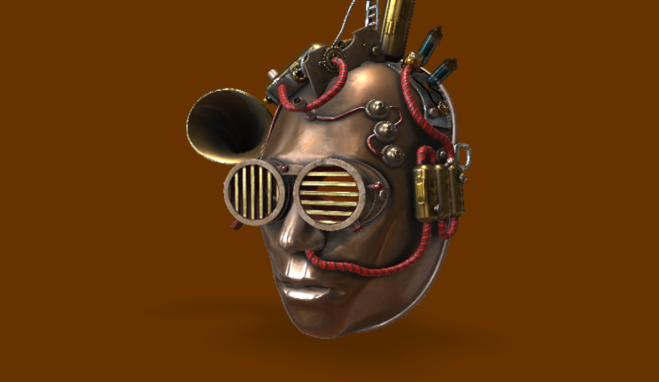 蒸汽朋克面具武器面具,面罩,科幻gltf,glb模型下载，3d模型下载