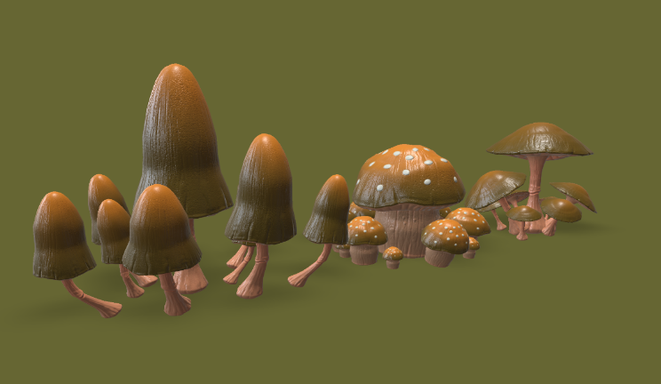 蘑菇集合gltf,glb模型下载，3d模型下载