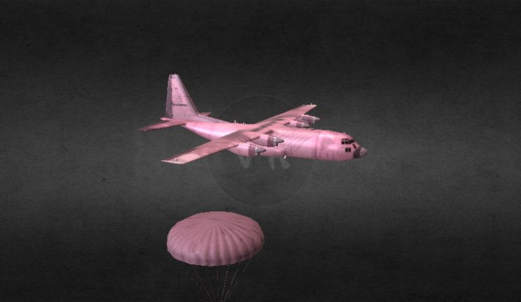 飞机降落伞飞机航天飞机,降落伞gltf,glb模型下载，3d模型下载