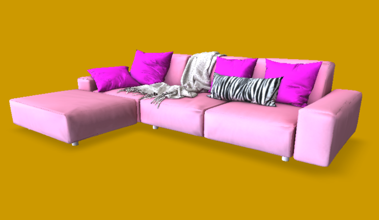 粉色沙发家具少女系,家具,沙发,软包gltf,glb模型下载，3d模型下载
