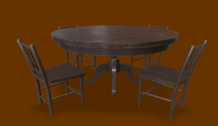 餐桌椅gltf,glb模型下载，3d模型下载