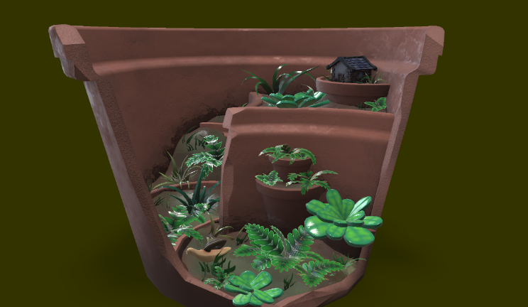 动物之家石头植物花盆,盆景,植物gltf,glb模型下载，3d模型下载