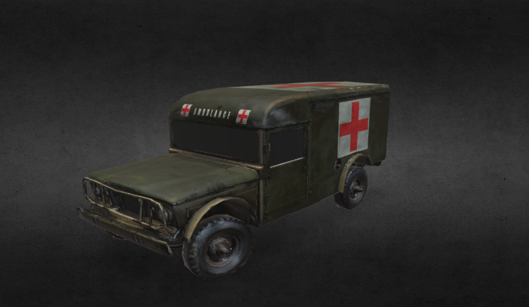 军用救护车车辆gltf,glb模型下载，3d模型下载