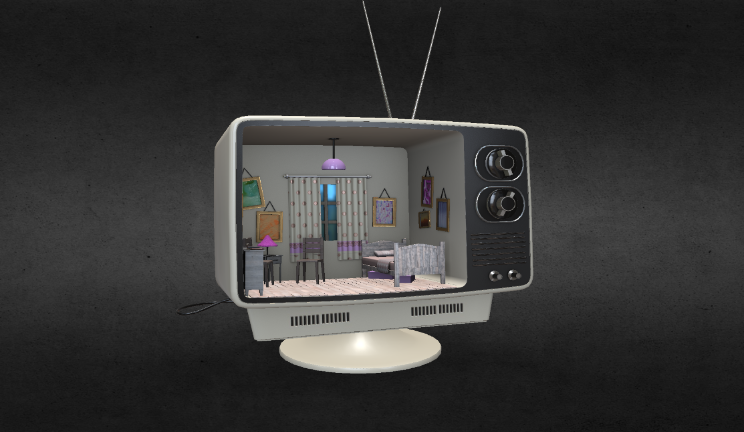电视小房子gltf,glb模型下载，3d模型下载