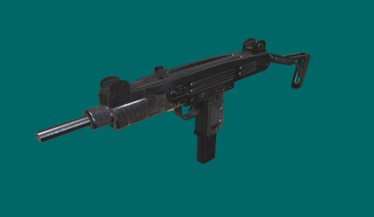  乌兹冲锋枪武器武器,动画,枪gltf,glb模型下载，3d模型下载