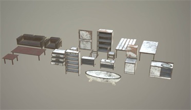 脏家具家具家具,旧gltf,glb模型下载，3d模型下载