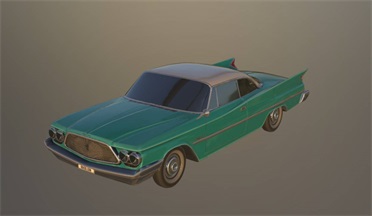 低聚汽车 - 克莱斯勒 Saratoga 1960gltf,glb模型下载，3d模型下载