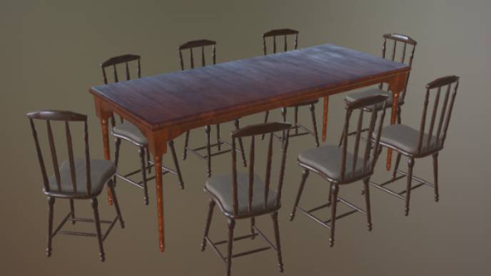 维多利亚时代的餐桌gltf,glb模型下载，3d模型下载