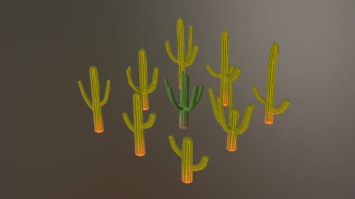 仙人掌石头植物植物,仙人掌,沙漠植物gltf,glb模型下载，3d模型下载