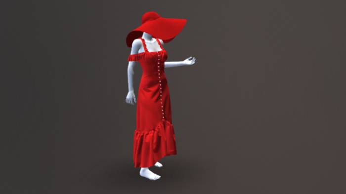 模特红裙子gltf,glb模型下载，3d模型下载