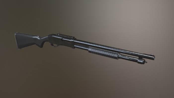雷明顿 870 霰弹枪gltf,glb模型下载，3d模型下载