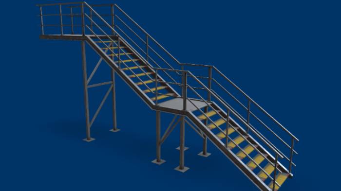 金属楼梯gltf,glb模型下载，3d模型下载