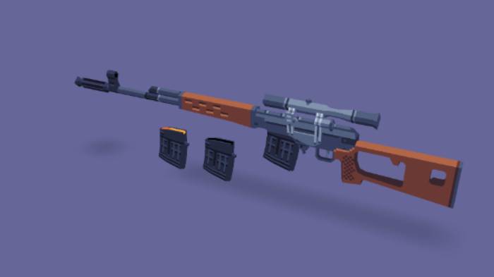 像素狙击枪gltf,glb模型下载，3d模型下载