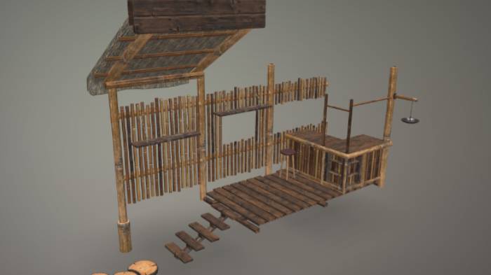 木制房屋配件gltf,glb模型下载，3d模型下载
