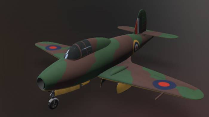 格洛斯喷气飞机始祖gltf,glb模型下载，3d模型下载