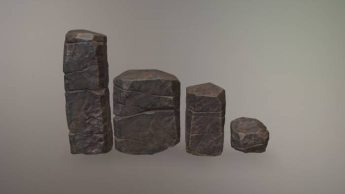 岩石石头植物gltf,glb模型下载，3d模型下载