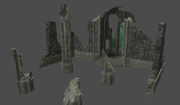 教堂废墟gltf,glb模型下载，3d模型下载