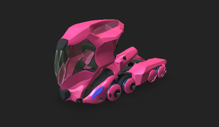 粉红色概念车头gltf,glb模型下载，3d模型下载