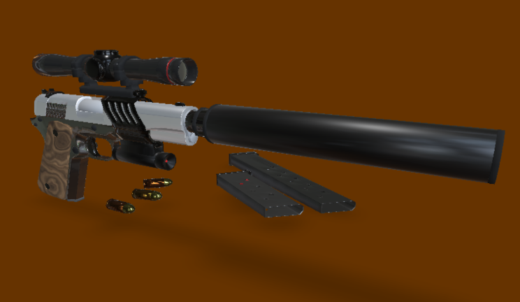 手枪和配件gltf,glb模型下载，3d模型下载