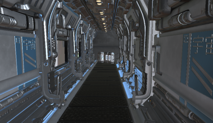 飞船走廊游戏|场景科幻,飞船gltf,glb模型下载，3d模型下载
